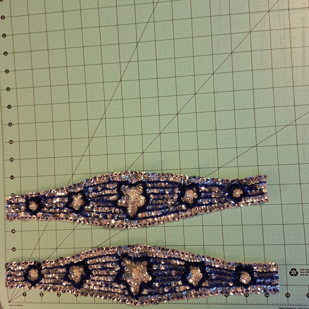 Sequin and Bead Appliques Blue Belt Line  Lot of 2